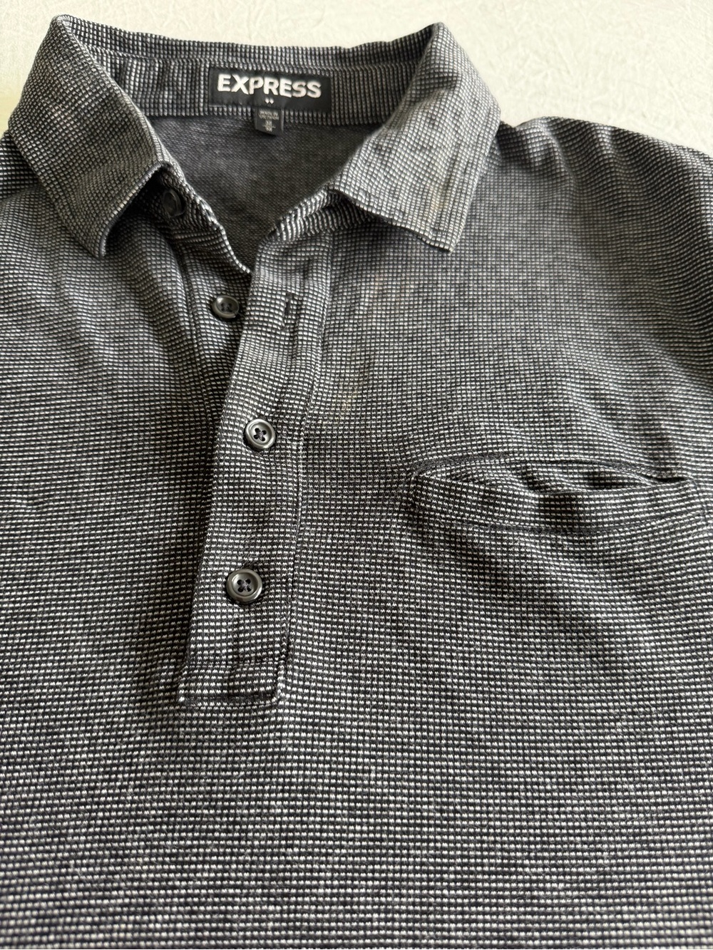 Express Men’s Charcoal Micro-Texture Polo
